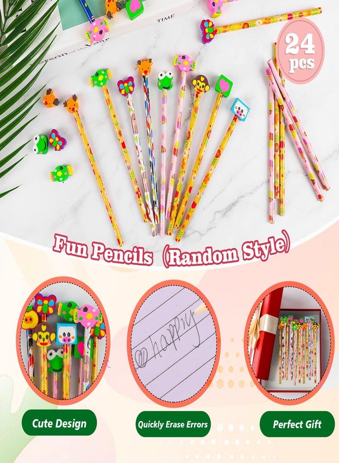 LOKIPA 24PCS Fun Cute Pencils, Assorted Colorful Cartoon Animal Pencil with Erasers Toppers Bulk Pencils for Kids School Supplies and Children Prize Gifts（Random Style - Image 2