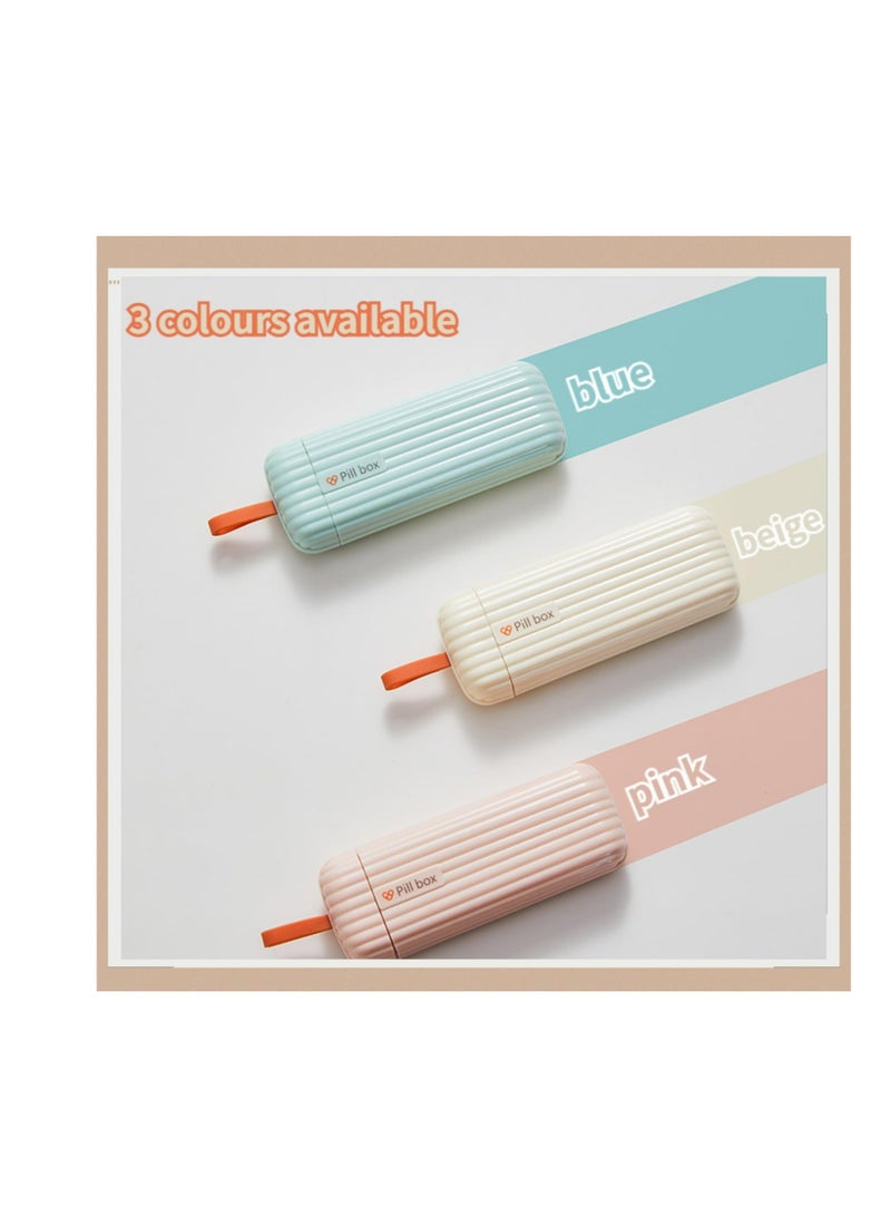 Excefore Travel Pill Organizers, BPA Free Portable Pill Box with Hanging Rope, Pull-Out Compartments, Pill Box for Supplements, Pills, 3 Times a Day, Vitamins Medication Organizer, Beige - Image 5