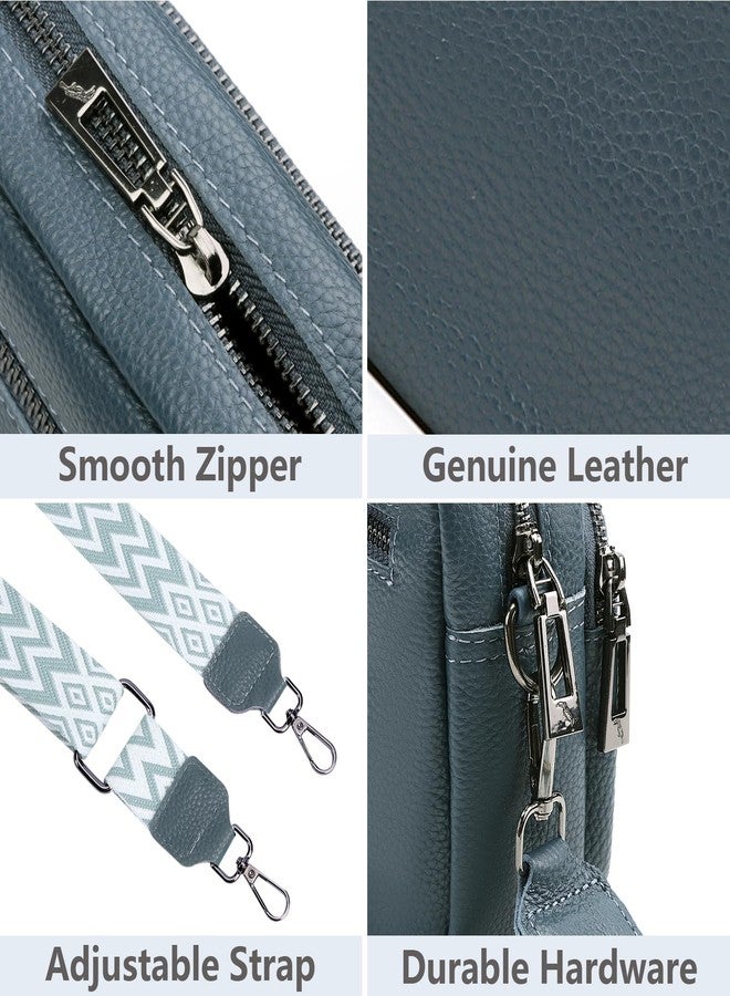 YFGBCX Camera Crossbody Bag for Women Genuine Leather Wide Strap Shoulder Bag Purse Trendy Design Camera Purse Crossbody Top Zip - Image 3