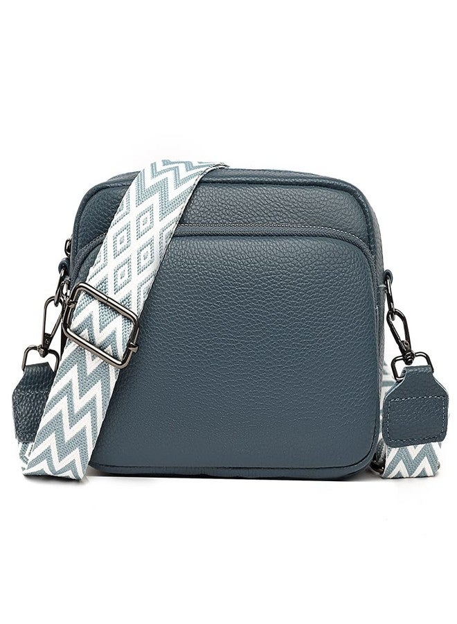 YFGBCX Camera Crossbody Bag for Women Genuine Leather Wide Strap Shoulder Bag Purse Trendy Design Camera Purse Crossbody Top Zip - Image 1