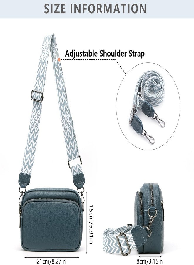 YFGBCX Camera Crossbody Bag for Women Genuine Leather Wide Strap Shoulder Bag Purse Trendy Design Camera Purse Crossbody Top Zip - Image 5