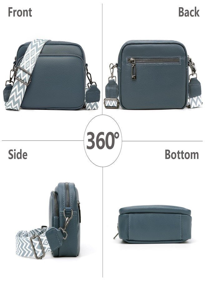 YFGBCX Camera Crossbody Bag for Women Genuine Leather Wide Strap Shoulder Bag Purse Trendy Design Camera Purse Crossbody Top Zip - Image 2