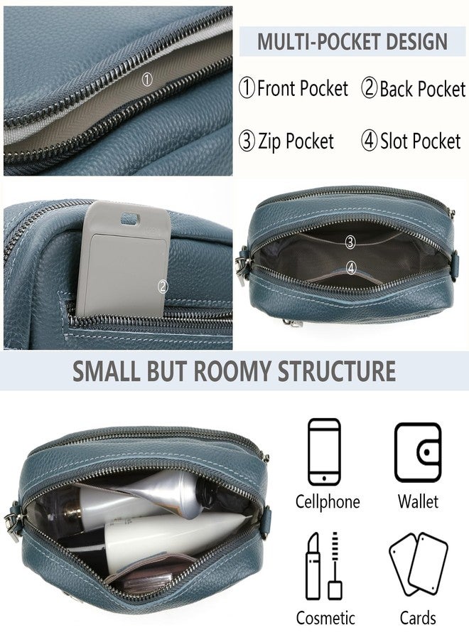 YFGBCX Camera Crossbody Bag for Women Genuine Leather Wide Strap Shoulder Bag Purse Trendy Design Camera Purse Crossbody Top Zip - Image 4