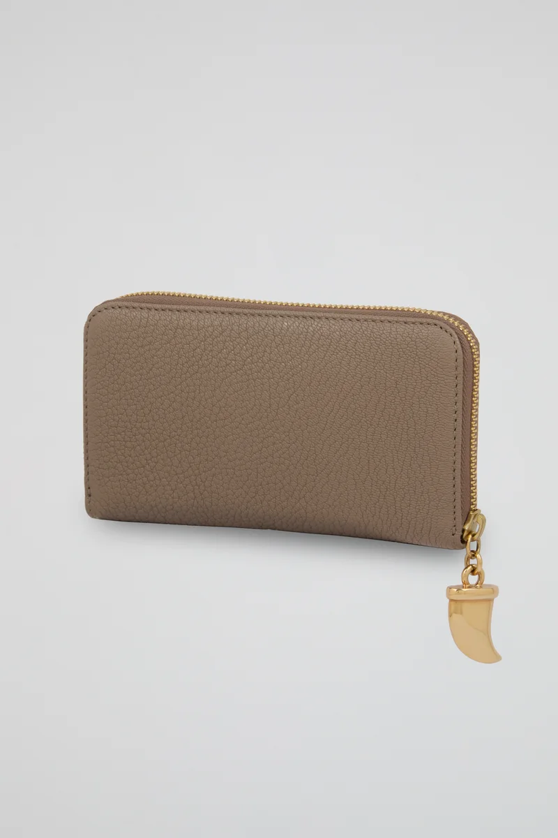 Roberto Cavalli  Roberto Cavalli Tan Zip-Around Wallet with Gold-Tone Charm for Women | Best Price UAE