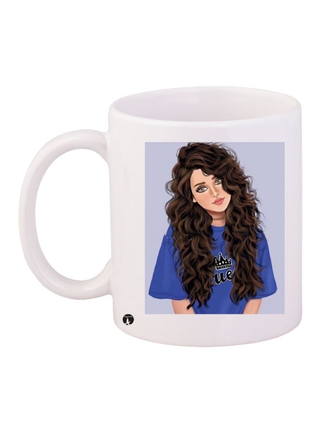 RYN Printed Ceramic Coffee Mug White/Blue/Brown