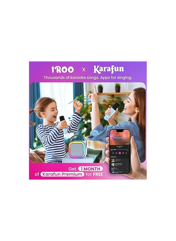 IROO Mini Karaoke Machine for Kids,Portable Bluetooth Speaker with Wireless Microphone, Gifts Toys for Girls 4, 5, 6, 7, 8, 9, 10 +Year Old Birthday Family Home Party(Blue) - Image 1