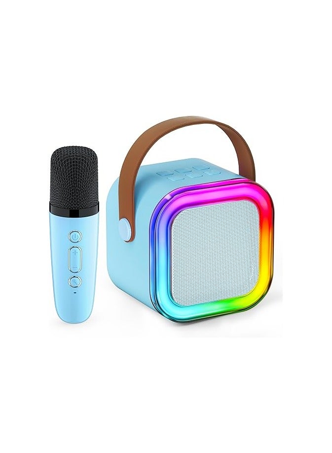 IROO Mini Karaoke Machine for Kids,Portable Bluetooth Speaker with Wireless Microphone, Gifts Toys for Girls 4, 5, 6, 7, 8, 9, 10 +Year Old Birthday Family Home Party(Blue) - Image 2