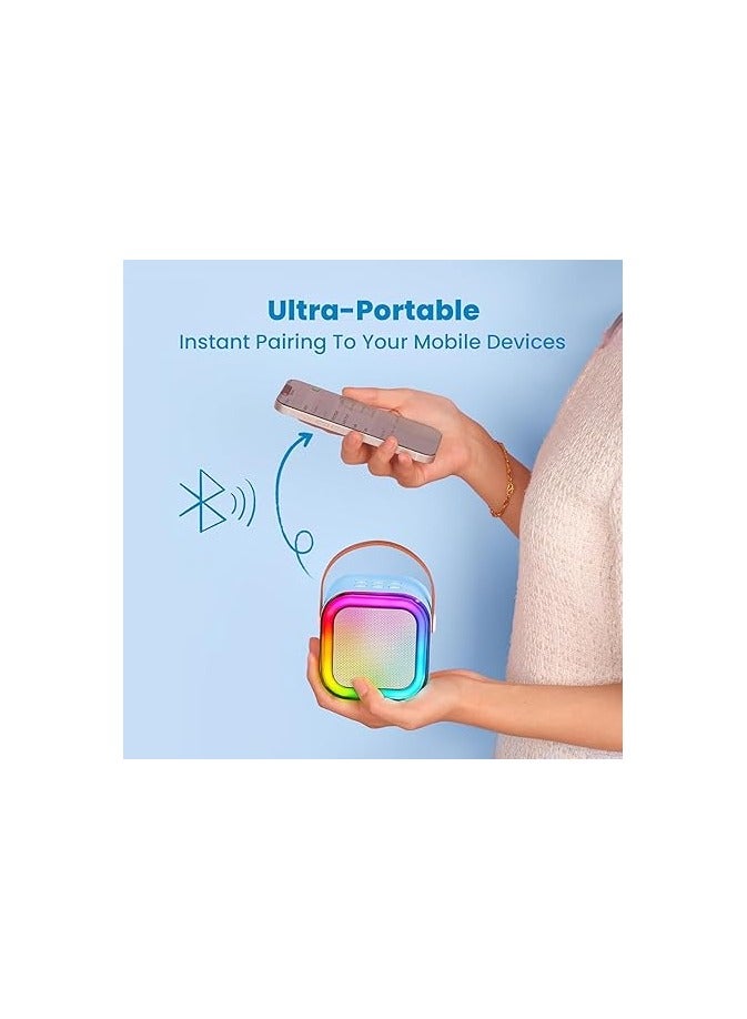 IROO Mini Karaoke Machine for Kids,Portable Bluetooth Speaker with Wireless Microphone, Gifts Toys for Girls 4, 5, 6, 7, 8, 9, 10 +Year Old Birthday Family Home Party(Blue) - Image 4