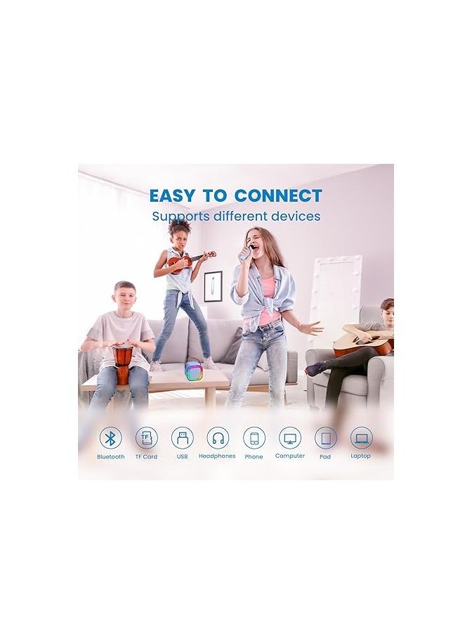 IROO Mini Karaoke Machine for Kids,Portable Bluetooth Speaker with Wireless Microphone, Gifts Toys for Girls 4, 5, 6, 7, 8, 9, 10 +Year Old Birthday Family Home Party(Blue) - Image 5
