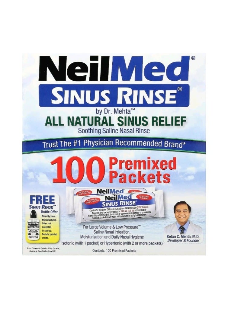 NeilMed Sinus Rinse All Natural Sinus Relief 100 Premixed Packets - Image 1