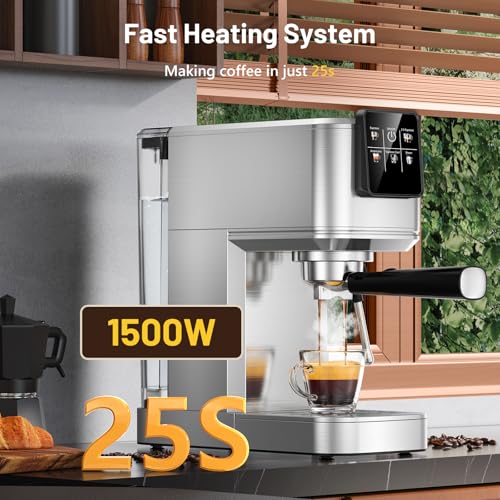 KEENSTAR 20Bar Espresso Machine with Hot & Rapid Cold Brew, Stainless Steel Coffee Makers, Espresso Maker with Milk Frother Steam Wand, Touch Screen with Water Tank for Latte, Cappuccino, Gift - Image 3