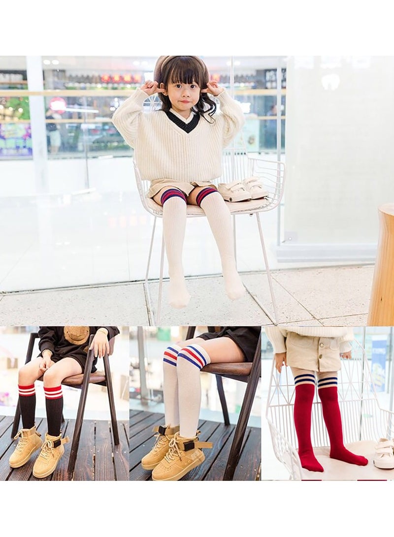 SYOSI جوارب بنات، 5 أزواج من الجوارب الشبكية الطويلة حتى الركبة للبنات، جوارب طويلة من الإسباندكس، جوارب بنات حتى الركبة، جوارب مستقيمة كرتونية للبنات، جوارب قطنية، جوارب أنبوبية، جوارب قطنية خالصة (من عمر 2 إلى 12 عامًا) - Image 5