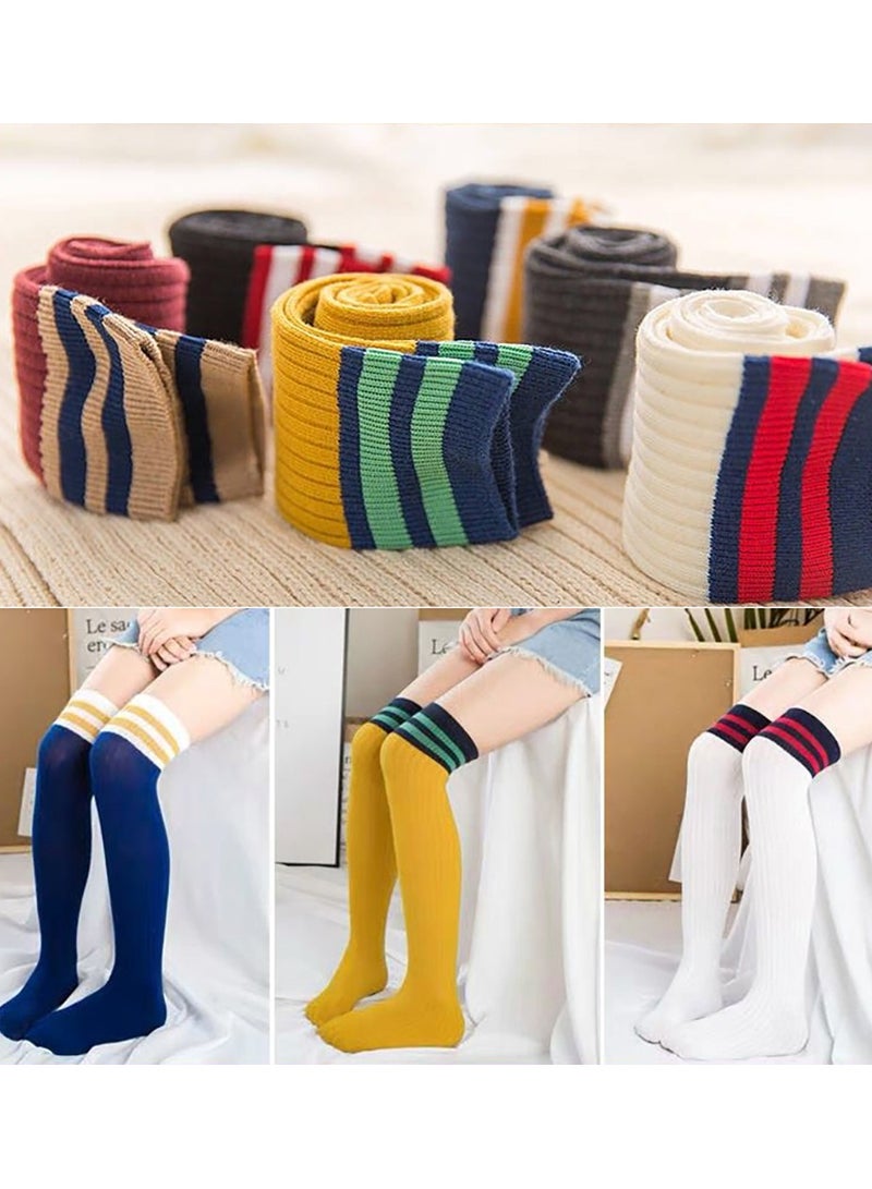 SYOSI جوارب بنات، 5 أزواج من الجوارب الشبكية الطويلة حتى الركبة للبنات، جوارب طويلة من الإسباندكس، جوارب بنات حتى الركبة، جوارب مستقيمة كرتونية للبنات، جوارب قطنية، جوارب أنبوبية، جوارب قطنية خالصة (من عمر 2 إلى 12 عامًا) - Image 3