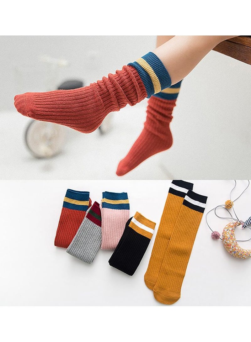 SYOSI جوارب بنات، 5 أزواج من الجوارب الشبكية الطويلة حتى الركبة للبنات، جوارب طويلة من الإسباندكس، جوارب بنات حتى الركبة، جوارب مستقيمة كرتونية للبنات، جوارب قطنية، جوارب أنبوبية، جوارب قطنية خالصة (من عمر 2 إلى 12 عامًا) - Image 2