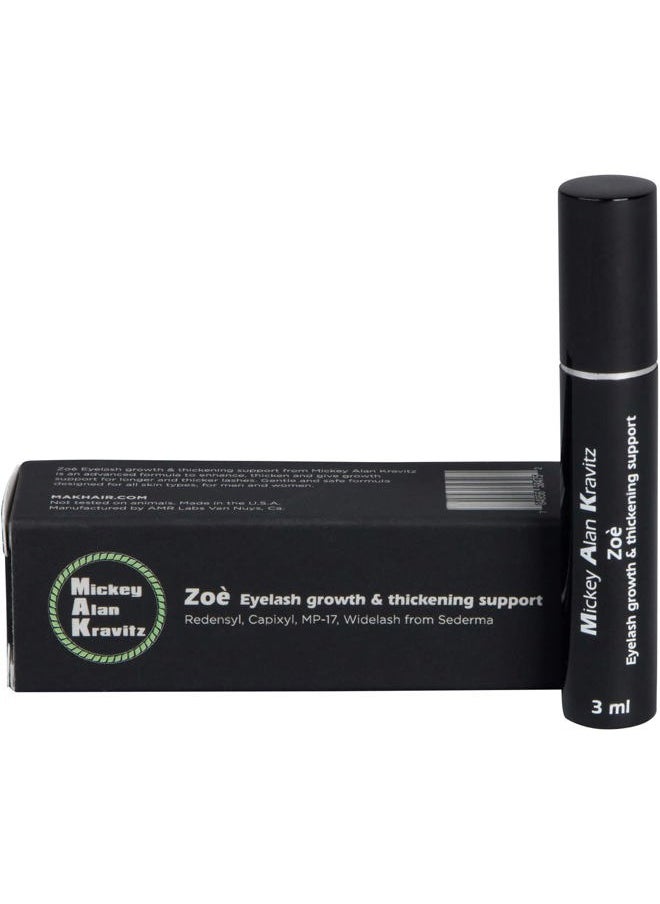MAK Hair Products from Mickey Alan Kravitz - Zoe Eyelash Growth & Thickening Serum, advanced formula to enhance, thicken and give growth support with Redensyl, Capixyl, MP-17, and Widelash from Sederma. 3ml - Image 1