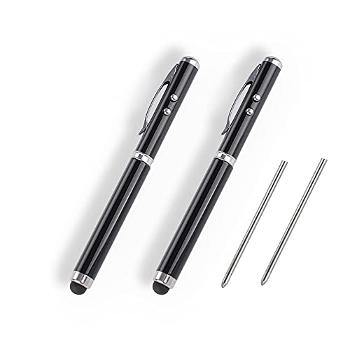 AIYIBEN Metal Multi-Function Pen, Touch Screen Stylus, Flashlight with White Light, Infrared, Creative Christmas and Birthday Gifts (2 Black) - Image 1