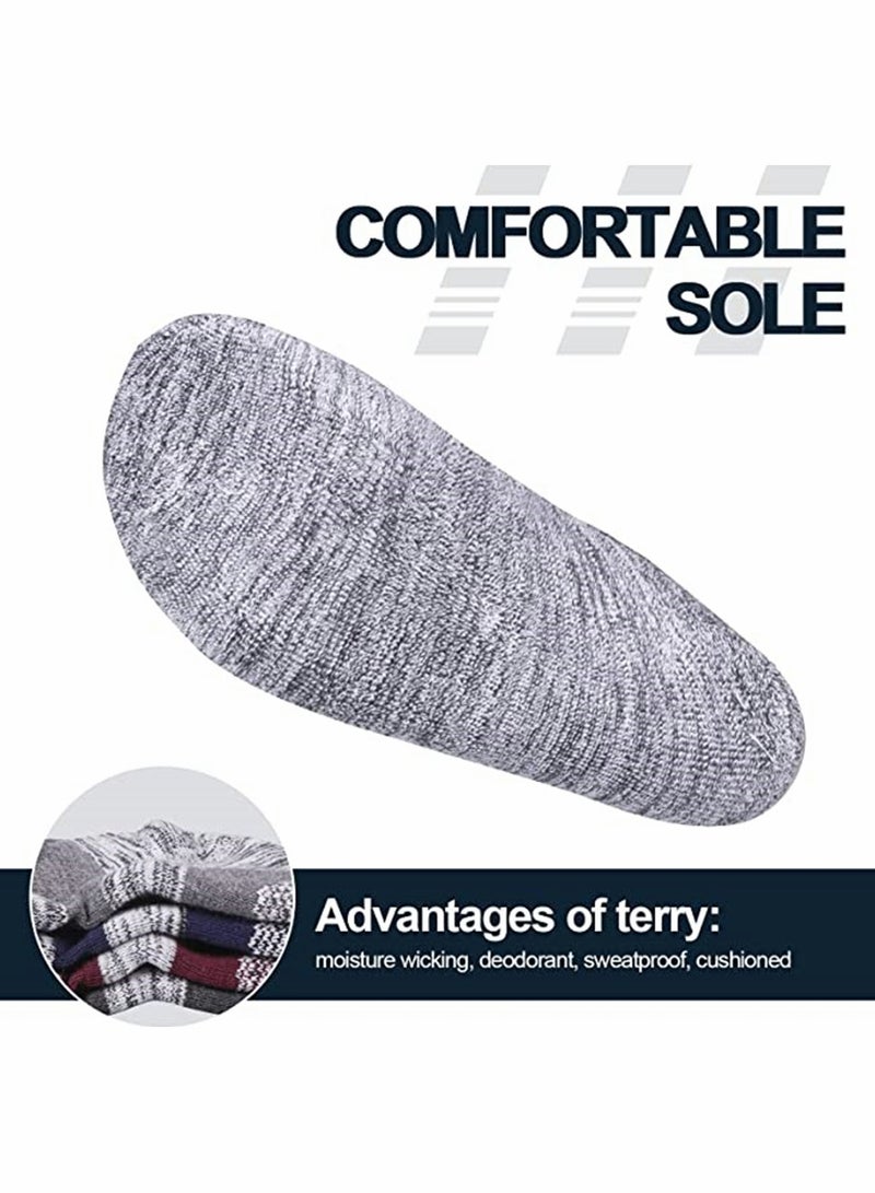 5 Pairs Mens Socks, Men's Wicking Breathable Cushion Comfortable Casual Crew Socks Multi Performance Walking Athletic Socks, Outdoor Hiking Trainer Running Socks (L Size) - Image 2