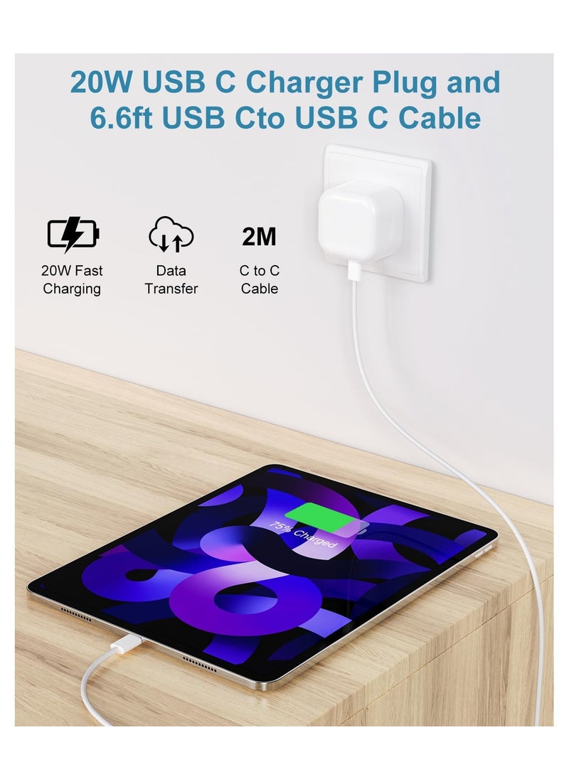 Anmi - 20W USB C Wall Charger Plug with 2m USB C to USB C Fast Charging Data Sync Cable for iPhone 16/16 Plus/16 Pro/16 Pro Max,iPhone 15/15 Plus/15 Pro/15 Pro Max, iPad Pro/Air/Mini/10th. - Image 1