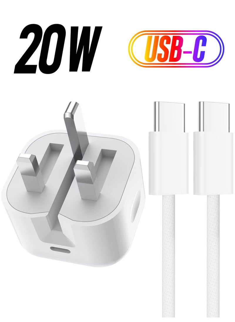 Anmi - 20W USB C Wall Charger Plug with 2m USB C to USB C Fast Charging Data Sync Cable for iPhone 16/16 Plus/16 Pro/16 Pro Max,iPhone 15/15 Plus/15 Pro/15 Pro Max, iPad Pro/Air/Mini/10th. - Image 1