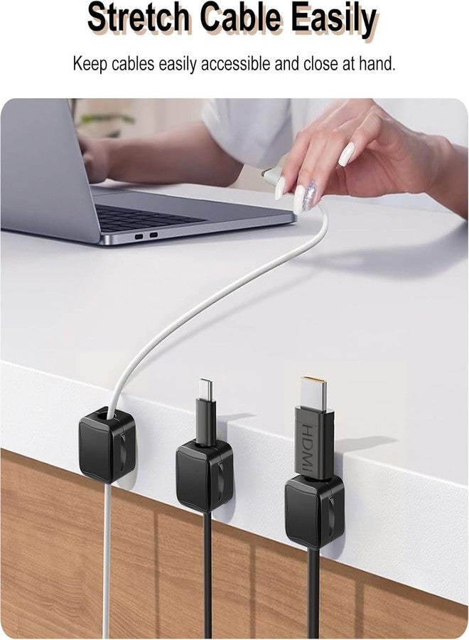 Spellwish Magnetic Cable Organizer Clips, Cord Holder for Cables, Desk Cable Management, Adhesive Wire Keeper for Desk in Bedroom, Living Room, Kichen, Office and Car (9pcs-Black) - Image 2