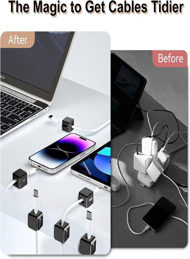 Spellwish Magnetic Cable Organizer Clips, Cord Holder for Cables, Desk Cable Management, Adhesive Wire Keeper for Desk in Bedroom, Living Room, Kichen, Office and Car (9pcs-Black) - Image 5