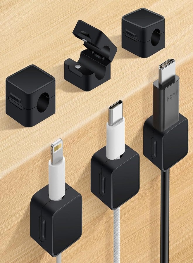 Spellwish Magnetic Cable Organizer Clips, Cord Holder for Cables, Desk Cable Management, Adhesive Wire Keeper for Desk in Bedroom, Living Room, Kichen, Office and Car (9pcs-Black) - Image 1