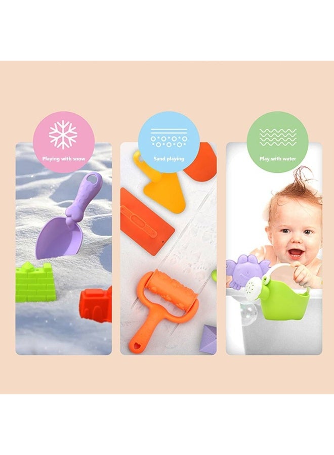 مجموعة ألعاب الشاطئ الملونة الإبداعية دلو بلاستيكي قابل للطي مجموعة حفر الرمل إبريق سقي ألعاب للأطفال لعبة رمل للجنسين - Image 2