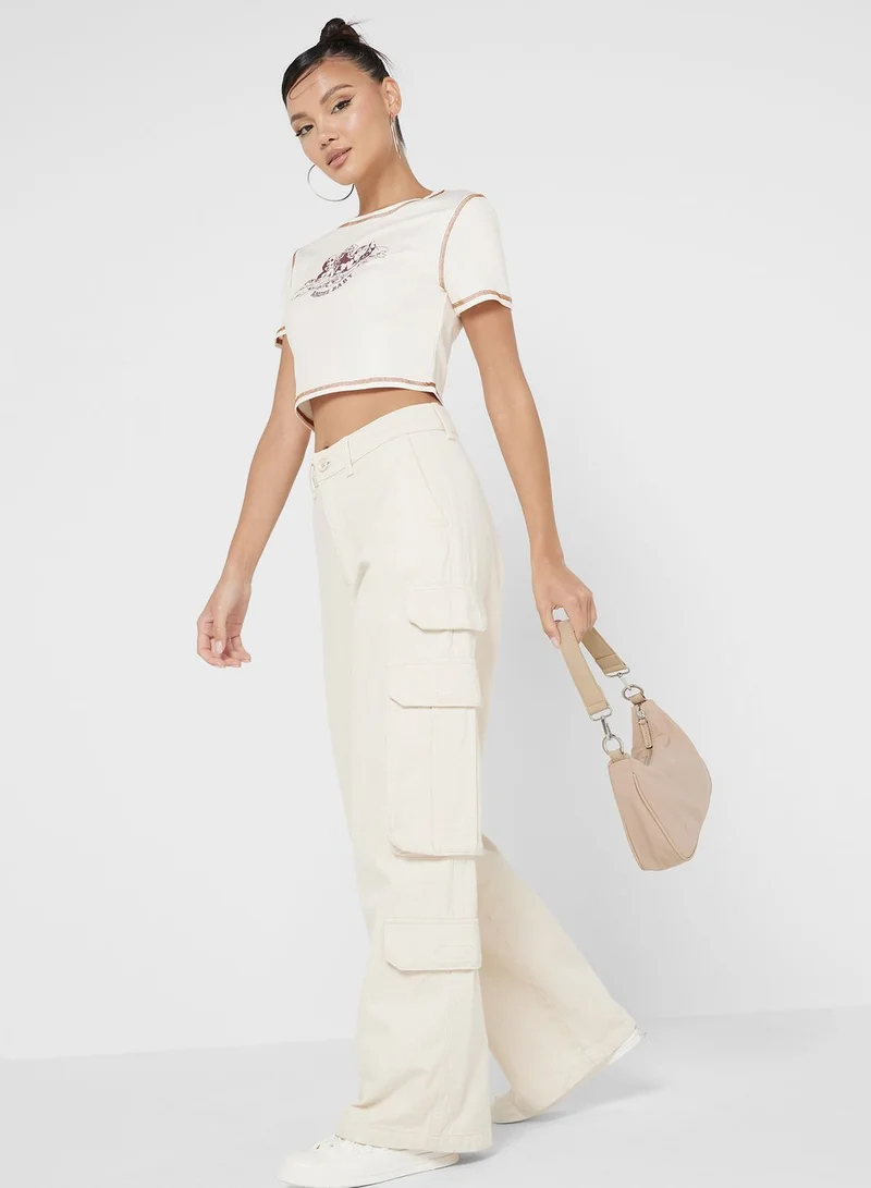 جينجر Cropped Graphic T Shirt
