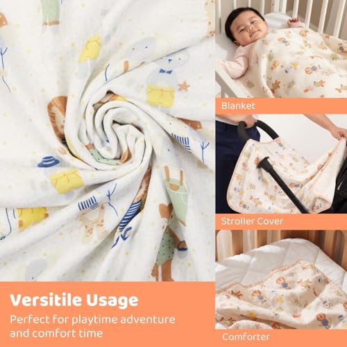 haus & kinder Muslin Blanket for New Born Baby, Soft Breathable Baby Blankets Newborn, Baby Blanket for 0-2 Years, Cozy Baby Blanket, New Born Baby Essentials | Jungle Party - Image 5