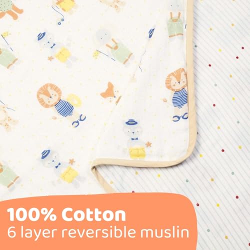 haus & kinder Muslin Blanket for New Born Baby, Soft Breathable Baby Blankets Newborn, Baby Blanket for 0-2 Years, Cozy Baby Blanket, New Born Baby Essentials | Jungle Party - Image 4