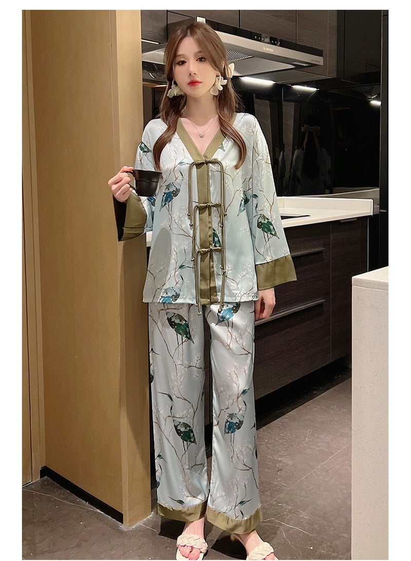 KUYING New Two-Piece Set Of Ice Silk Pajamas