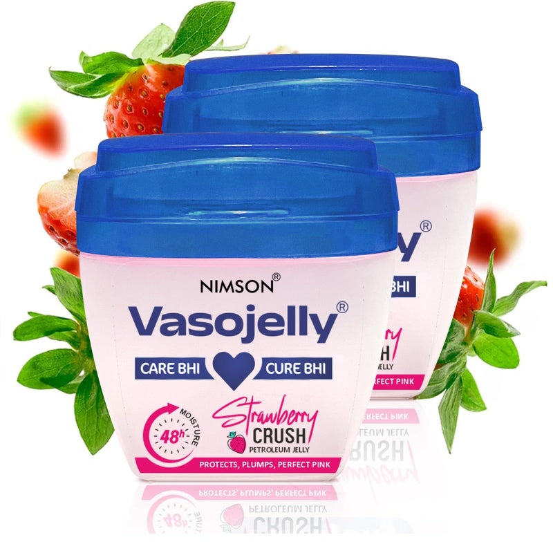 Nimson Vasojelly Strawberry Crush Petroleum Jelly, 48-hour moisturisation, For perfect, pink, and plump skin - 50ml (Pack of 2) - Image 5