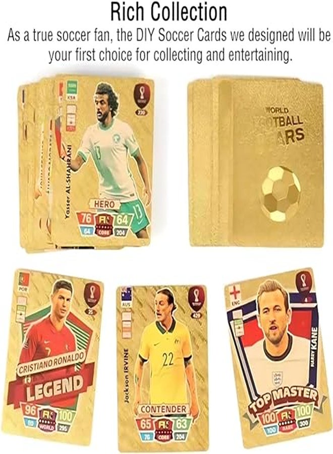 World Cup Football Soccer Star 55 PCS Gold Foil Cards - Image 1