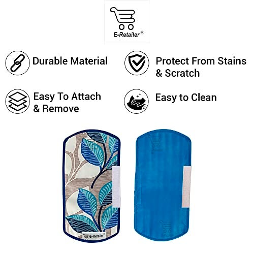 E-Retailer® Exclusive Combo Set of Appliances Cover (1 Pc. of Fridge Top Cover, 2 Pc. of Refrigerator Handle Cover and 6 Pc. Of Refrigerator Mat/Fridge Shelf Mat) (Color- Blue, Design-Leaf, Set Contains- 9 Pcs.) - Image 5