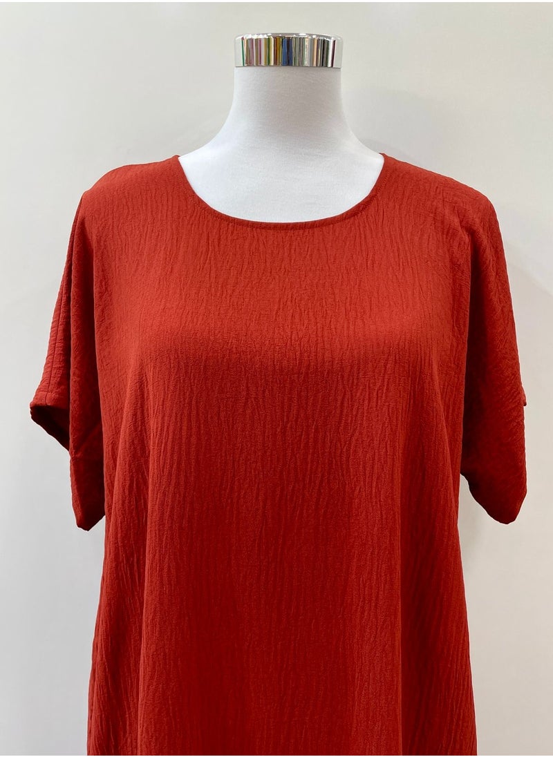 ANOHI TEXTILES - Ladies Plain Dress Crepe and Polyester Blend Maroon Color - Image 1