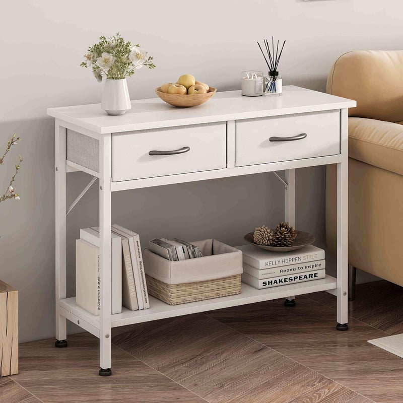 JOYSEUS Console Table for Entryway, Sofa Table with 2 Large Drawers, 2-Tier Storage Organizer, Waterproof Surface, Stable Design for Living Room, Hallway, Kitchen (white) - Image 1