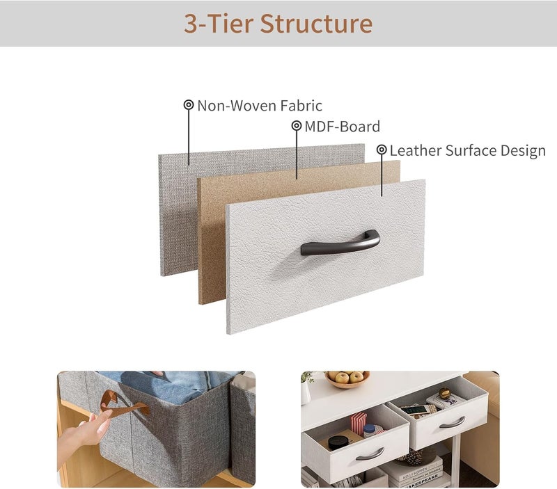 JOYSEUS Console Table for Entryway, Sofa Table with 2 Large Drawers, 2-Tier Storage Organizer, Waterproof Surface, Stable Design for Living Room, Hallway, Kitchen (white) - Image 3