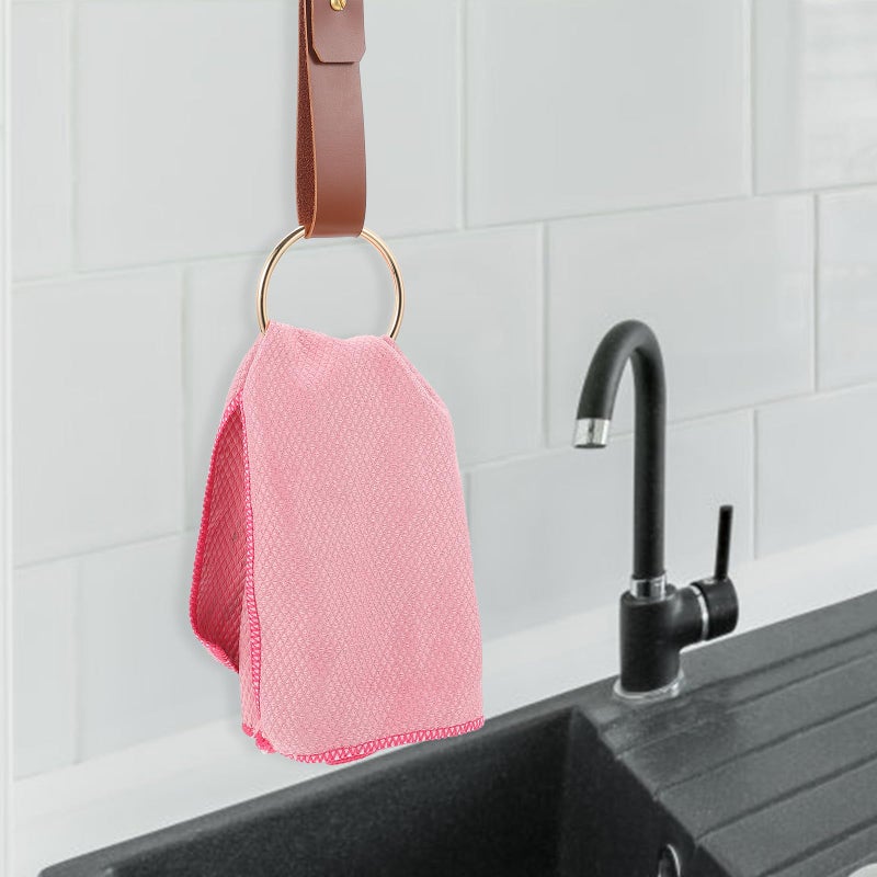 Wall Mounted PU Leather Towel Ring Holder 12cm Compact Bathroom Accessories Home Decor - Image 4