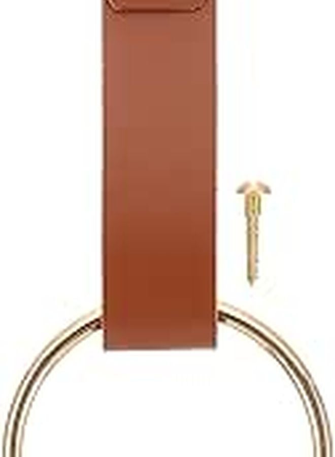 Wall Mounted PU Leather Towel Ring Holder 12cm Compact Bathroom Accessories Home Decor - Image 1