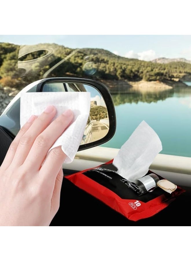 كاست ويف كاستويف مناديل تنظيف السيارات، 5 قطع مناديل محمولة للاستعمال مرة واحدة لازالة غشاء زيت زجاج السيارة، غشاء زيت سريع التنظيف للزجاج الامامي للسيارات، النافذة - Image 3