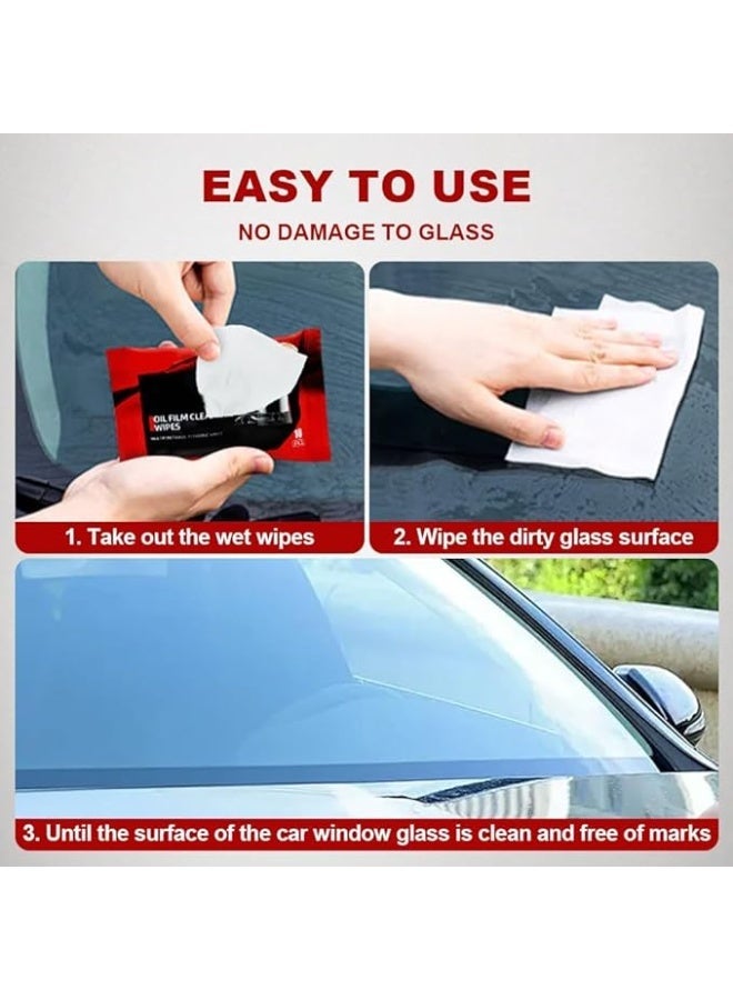 كاست ويف كاستويف مناديل تنظيف السيارات، 5 قطع مناديل محمولة للاستعمال مرة واحدة لازالة غشاء زيت زجاج السيارة، غشاء زيت سريع التنظيف للزجاج الامامي للسيارات، النافذة - Image 2