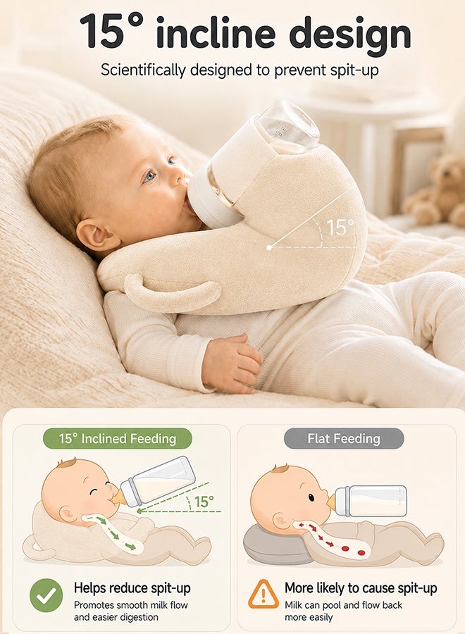 أرابايت حامل زجاجة رضاعة قابل للتعديل، يحرر يديك لإطعام الطفل، ويثبت الزجاجة لمنعها من السقوط، مناسب للمنزل والسفر وعربات الأطفال والسيارات والرضاعة الليلية (بيج). - Image 2