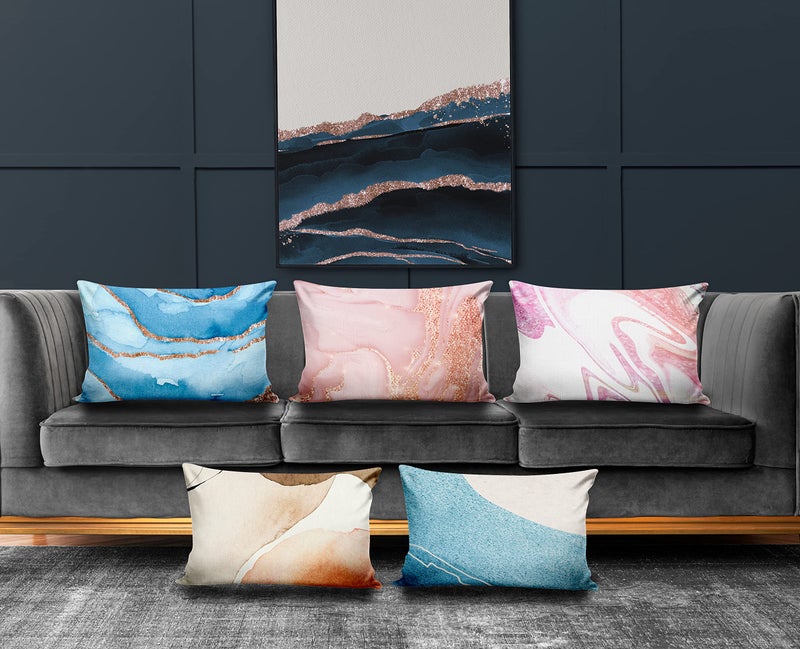 Ultimate Trends Polyester Digital Modern Printed Pillow Cover 12x18 Set of 5, Multi Color (UTCS-1202) - Image 1