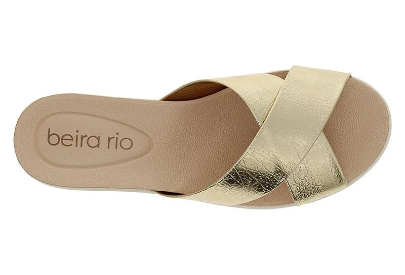 بيرا ريو Beira Rio Ladies Low Heel/Wedge Comfort Sandals Golden | Made In Brazil