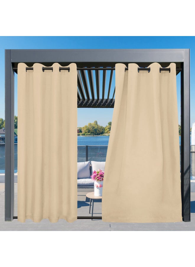 Easy-Going Easy-Going Outdoor Curtains Waterproof Windproof Weatherproof Curtain for Patio, Cabana, Porch, Pergola and Gazebo, Grommet Top and Tab Bottom Drape, 1panel, 54x84 inch, Beige  - Image 2