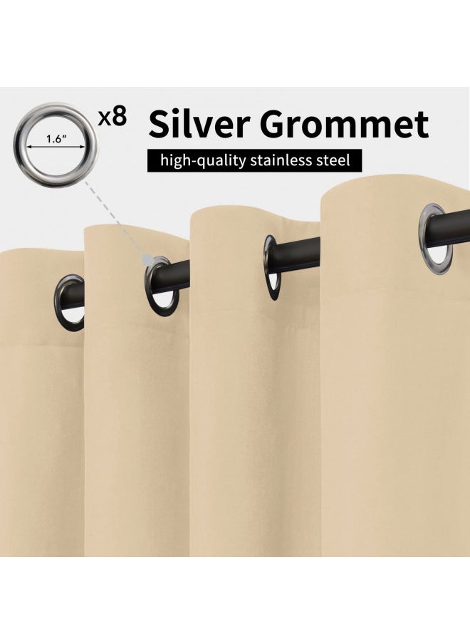 Easy-Going Easy-Going Outdoor Curtains Waterproof Windproof Weatherproof Curtain for Patio, Cabana, Porch, Pergola and Gazebo, Grommet Top and Tab Bottom Drape, 1panel, 54x84 inch, Beige  - Image 1