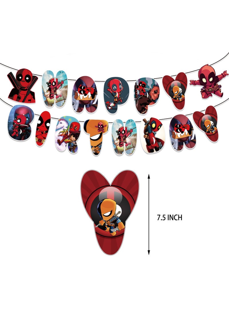 General - Deadpool Party Decorations,Decorations for Deadpool Birthday Party Supplies,Deadpool Party Supplies Includes Banner, Cake Toppers, Balloon for Deadpool Theme Party Decorations - Image 1