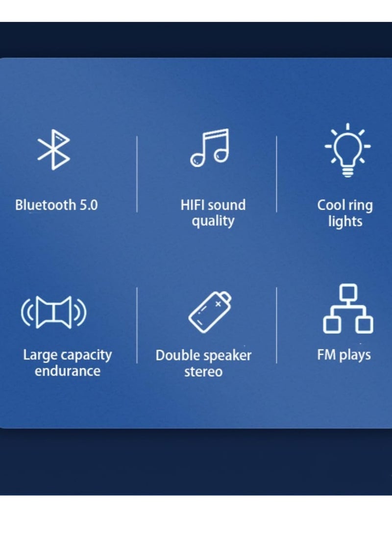 Portable Bluetooth Speakers Waterproof Wireless Speaker with 4 Ω 5W+5W Loud Stereo Sound Outdoor Speaker with Bluetooth 5.3 Deep Bass RGB Lights 3-4 H Playtime for Home Party  - Image 3