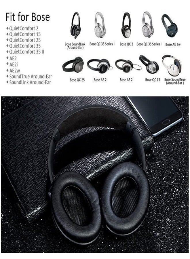 Saipomor QC45 Replacement Ear Pad Cushions Compatible with Bose QuietComfort 15 QC15 QC25 QC35 QC35II QC45 AE2 AE2i AE2W SoundTrue SoundLink Headphones(Black) - Image 3