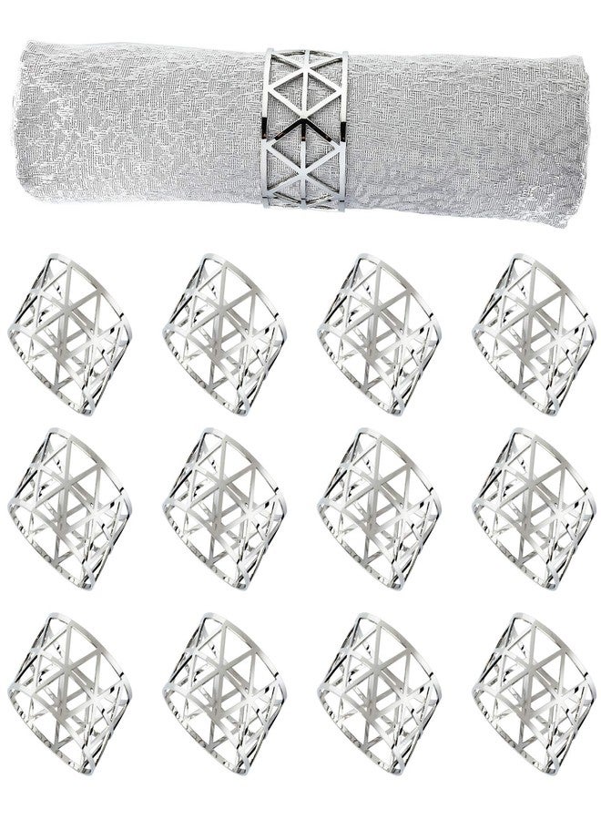 ZaneGear 12 PCS Silver Napkin Rings Set Napkin Holders Metal Napkin Ring for Dinning Table Decor Farmhouse Napkin Ring for Wedding Birthday Party Family Gather Table Setting Decoration(Silver) - Image 1